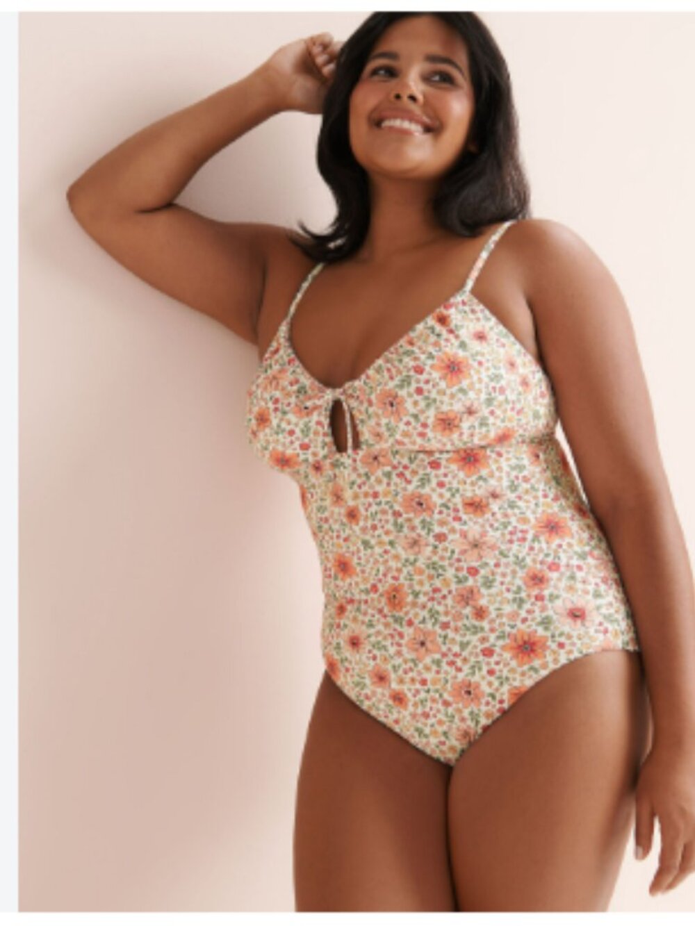 NWOT My Bikini Story Floral Ribbed One-Piece Swimsuit XL
